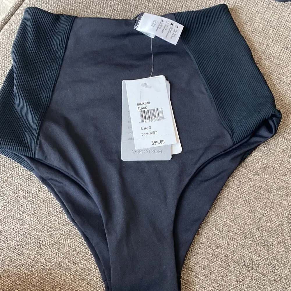 L SPACE NWT Jackie High Waist Bikini Bottoms BLACK NWT $99